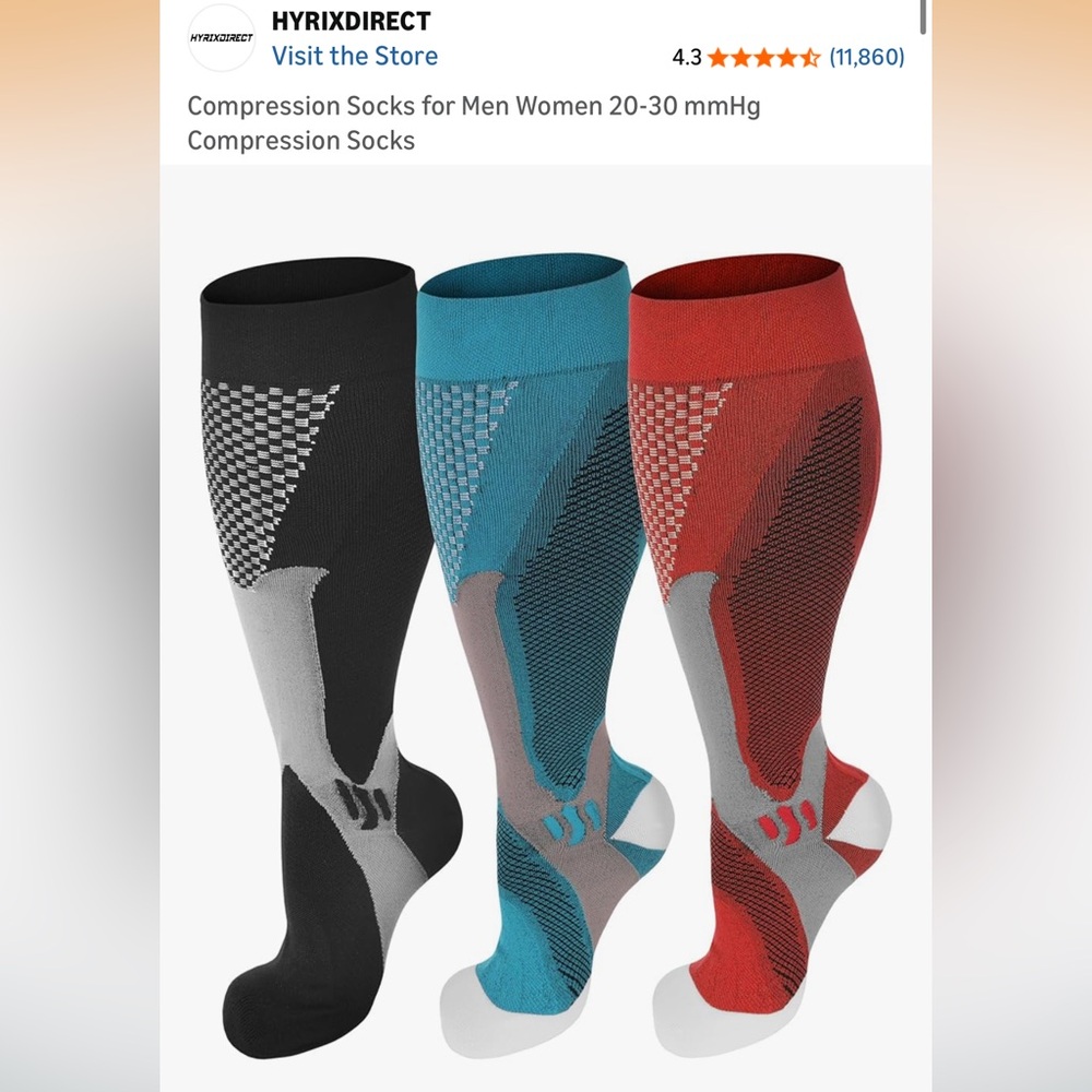 Unisex Compression Socks - Black, Turquoise, Red 3 Pack 3XL